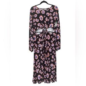 River Island Plus Cut Out Midi Dress In Floral Print Size 16